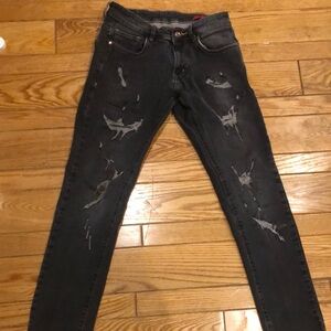 Hugo Boss Men's Distressed Black Jeans